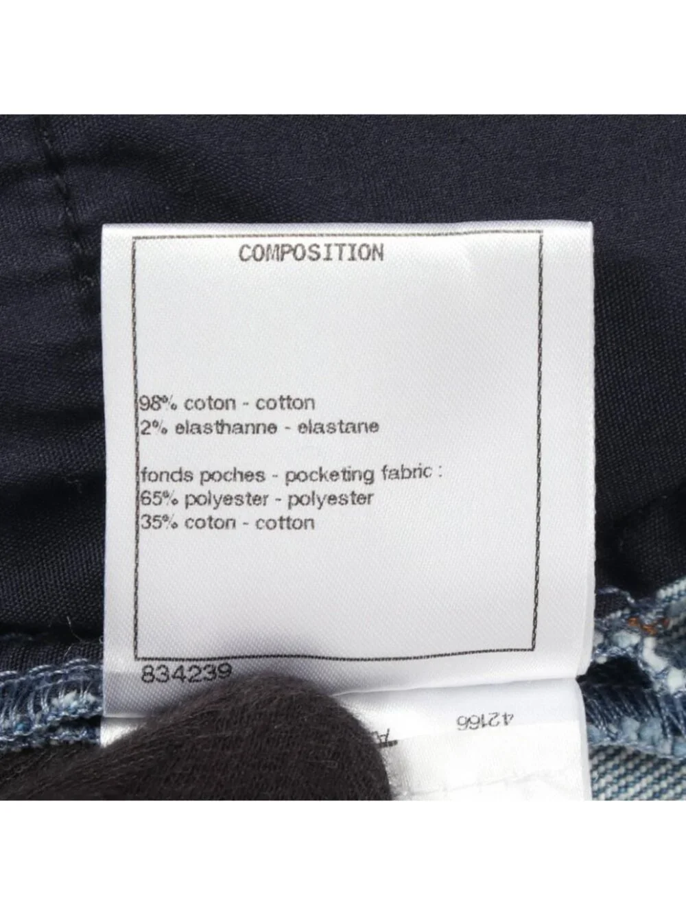 Chanel Denim Pants CC Logo Button Cotton